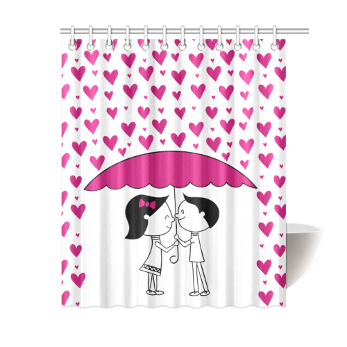 Romantic Couple With Hearts Shower Curtain 60"x72"