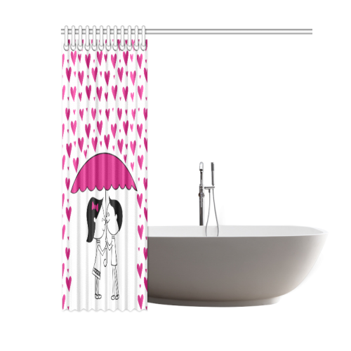 Romantic Couple With Hearts Shower Curtain 60"x72"