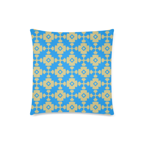 Blue Gold Geometric Custom Zippered Pillow Case 18"x18" (one side)