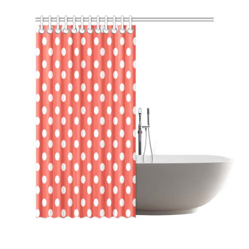 Orange Red Polka Dots Shower Curtain 66"x72"