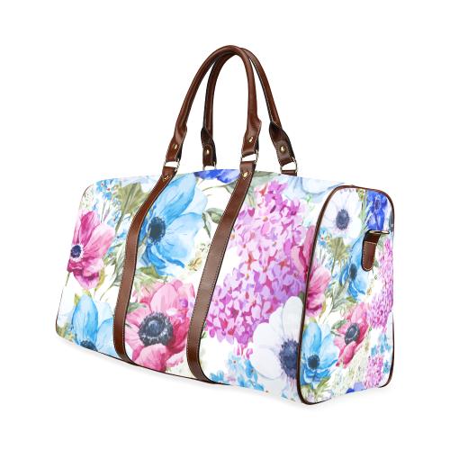 Watercolor Floral Pattern Waterproof Travel Bag/Large (Model 1639)