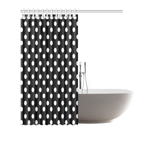 Black Polka Dots Shower Curtain 66"x72"