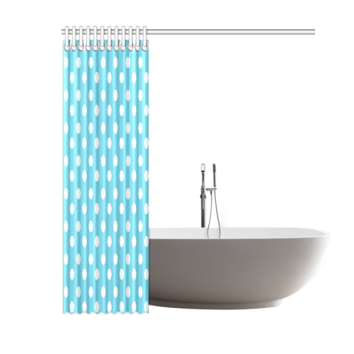 Cyan Polka Dots Shower Curtain 60"x72"