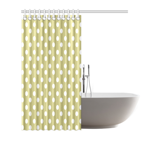 Olive Polka Dots Shower Curtain 66"x72"
