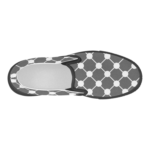 Charcoal Trellis Dots Women's Slip-on Canvas Shoes (Model 019)