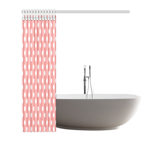 Coral Pink Polka Dots Shower Curtain 66"x72"
