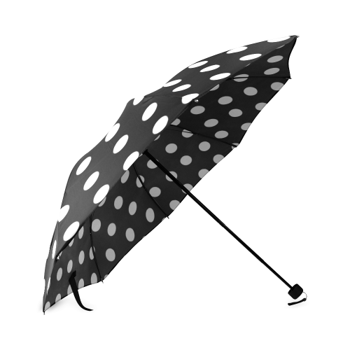 Black Polka Dots Foldable Umbrella (Model U01)
