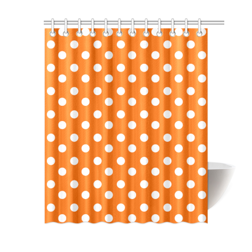 Orange Polka Dots Shower Curtain 60"x72"