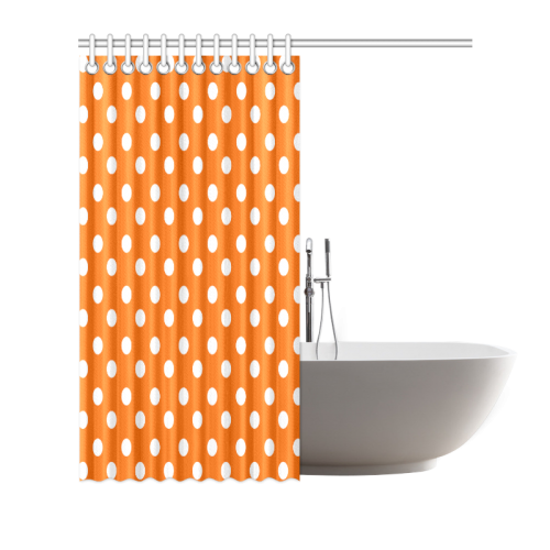 Orange Polka Dots Shower Curtain 66"x72"