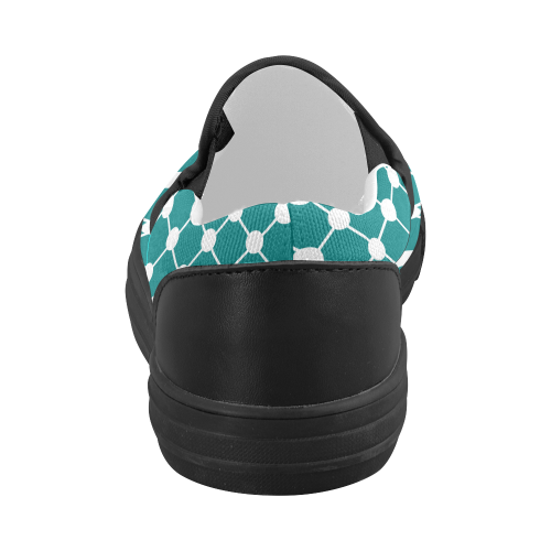 Teal Trellis Dots Women's Slip-on Canvas Shoes (Model 019)