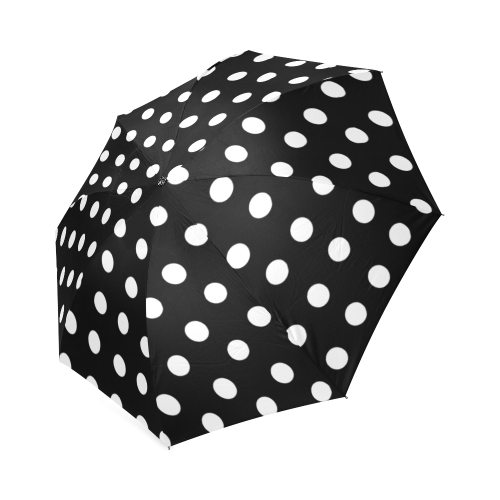 Black Polka Dots Foldable Umbrella (Model U01)