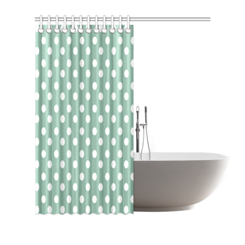 Mint Polka Dots Shower Curtain 66"x72"