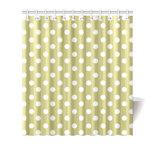 Olive Polka Dots Shower Curtain 66"x72"