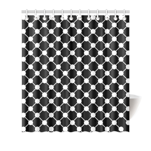 Black and White Trellis Dots Shower Curtain 66"x72"