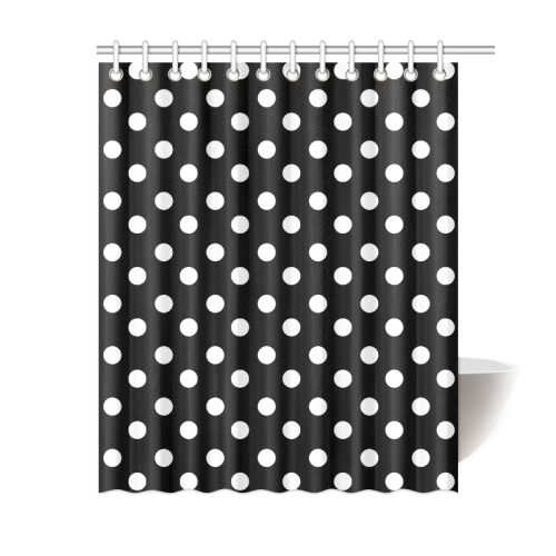 Black Polka Dots Shower Curtain 60"x72"
