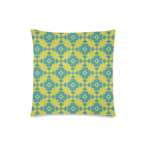 Yellow Teal Geometric Tile Pattern Custom Zippered Pillow Case 18"x18" (one side)