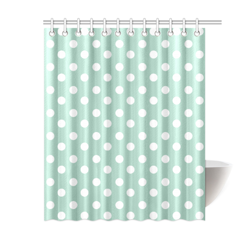 Aqua Polka Dots Shower Curtain 60"x72"