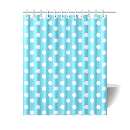 Cyan Polka Dots Shower Curtain 60"x72"