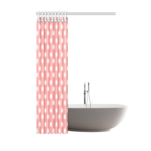 Coral Pink Polka Dots Shower Curtain 48"x72"