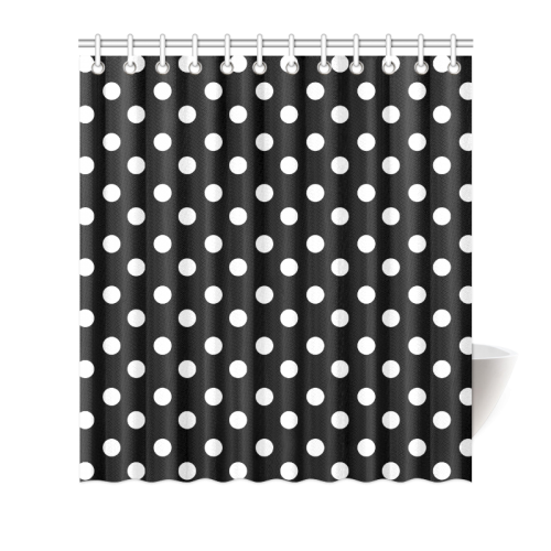 Black Polka Dots Shower Curtain 66"x72"