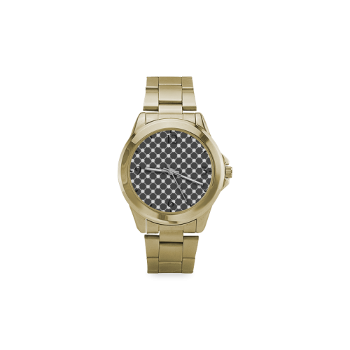 Charcoal Trellis Dots Custom Gilt Watch(Model 101)