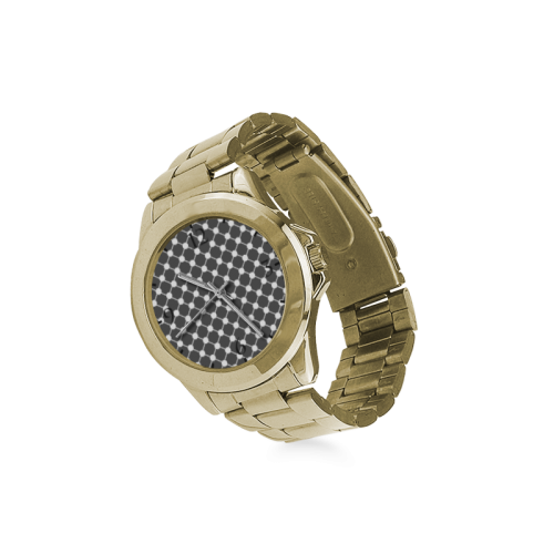 Charcoal Trellis Dots Custom Gilt Watch(Model 101)