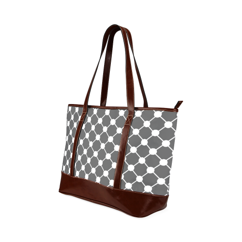 Charcoal Trellis Dots Tote Handbag (Model 1642)