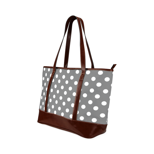 Gray Polka Dots Tote Handbag (Model 1642)