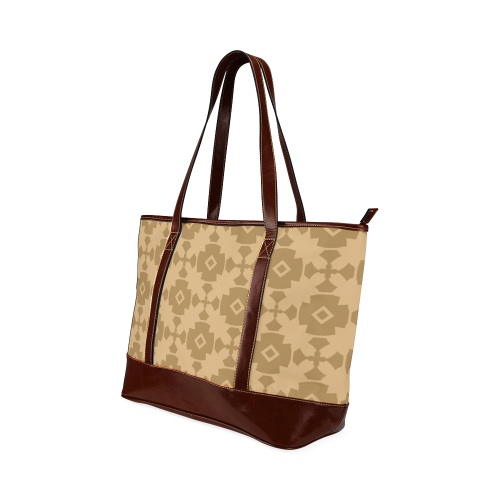 Dark tan Geometric Tile Pattern Tote Handbag (Model 1642)