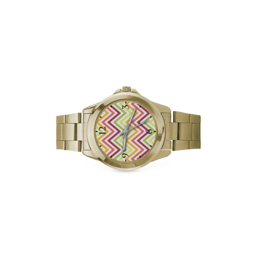 Modern Trendy Chevron Custom Gilt Watch(Model 101)