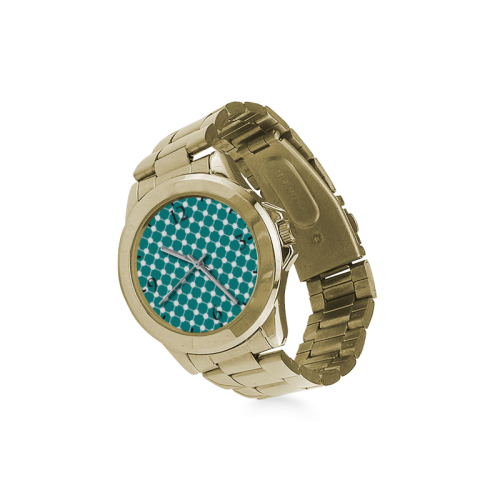 Teal Trellis Dots Custom Gilt Watch(Model 101)