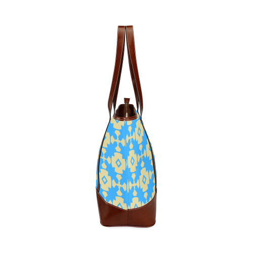 Blue Gold Geometric Tote Handbag (Model 1642)