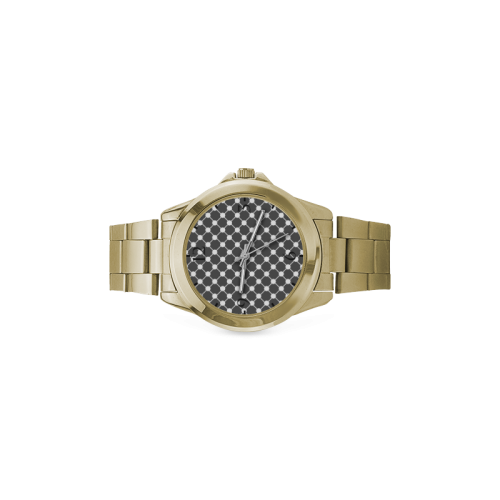 Charcoal Trellis Dots Custom Gilt Watch(Model 101)