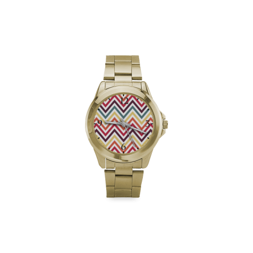 Colorful Modern Chevron Custom Gilt Watch(Model 101)