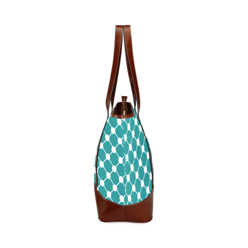 Teal Trellis Dots Tote Handbag (Model 1642)