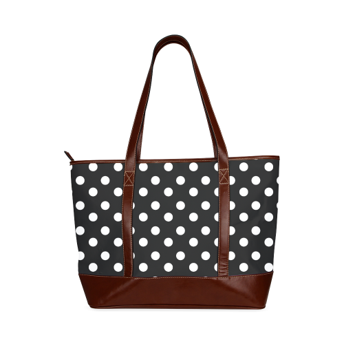 Black Polka Dots Tote Handbag (Model 1642)