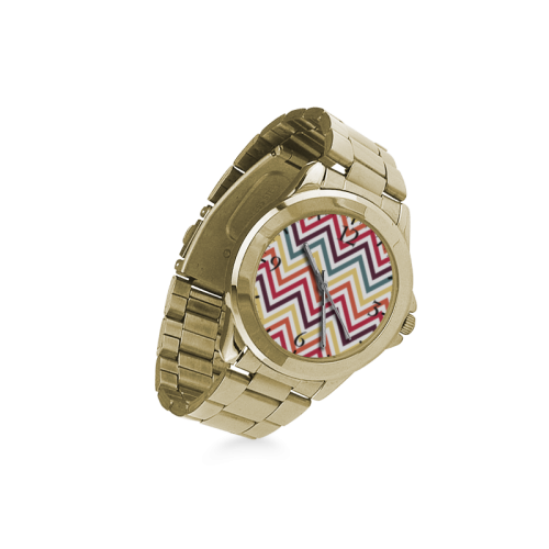 Colorful Modern Chevron Custom Gilt Watch(Model 101)