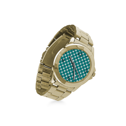 Teal Trellis Dots Custom Gilt Watch(Model 101)