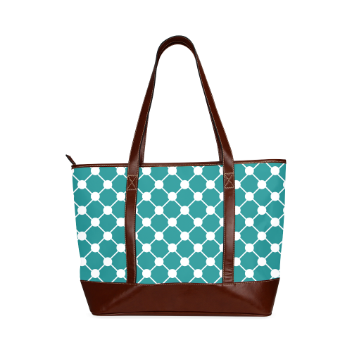 Teal Trellis Dots Tote Handbag (Model 1642)