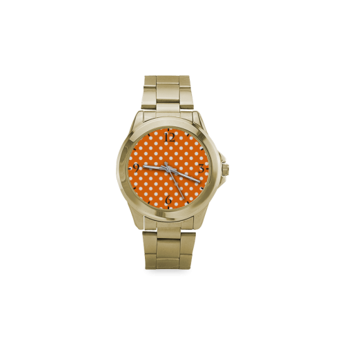Orange Polka Dots Custom Gilt Watch(Model 101)
