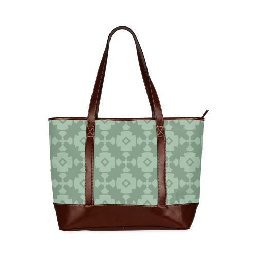 Green Geometric Tile Pattern Tote Handbag (Model 1642)
