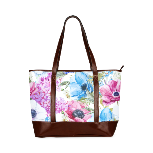 Watercolor Floral Pattern Tote Handbag (Model 1642)
