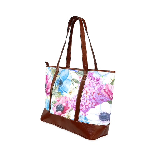 Watercolor Floral Pattern Tote Handbag (Model 1642)