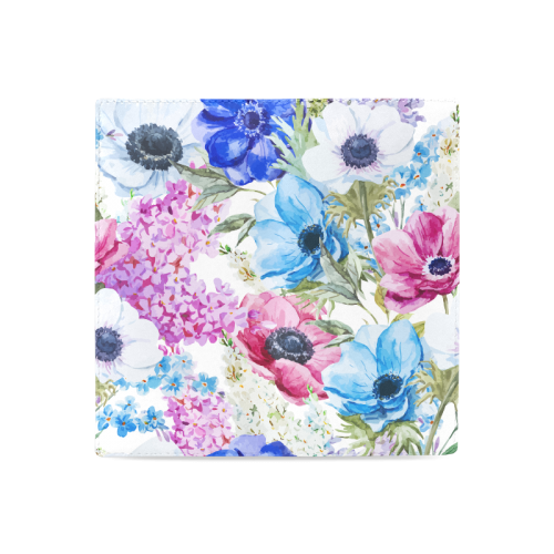 Watercolor Floral Pattern Women's Leather Wallet (Model 1611)