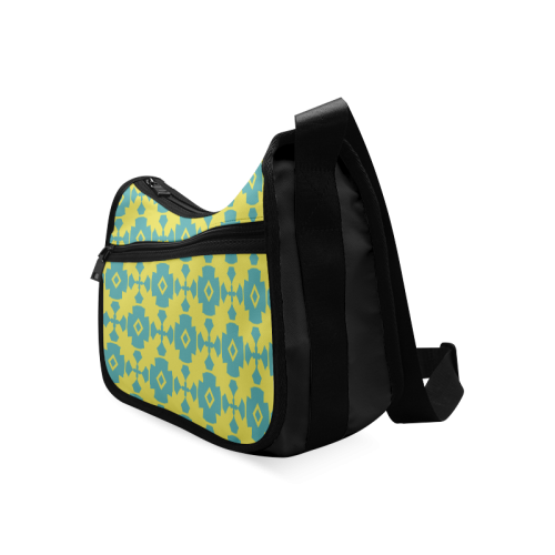 Yellow Teal Geometric Tile Pattern Crossbody Bags (Model 1616)