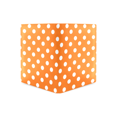 Orange Polka Dots Men's Leather Wallet (Model 1612)