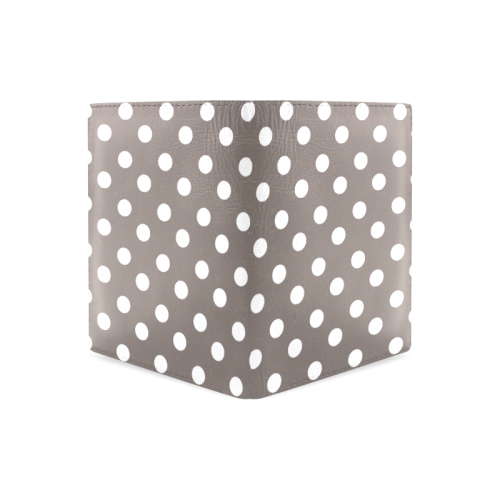 Beige Polka Dots Men's Leather Wallet (Model 1612)