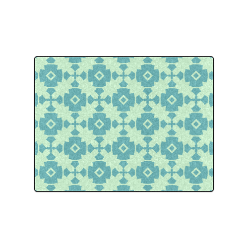 Teal Mint Geometric Tile Pattern Blanket 50"x60"