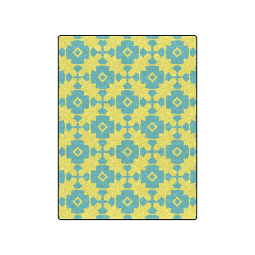 Yellow Teal Geometric Tile Pattern Blanket 50"x60"