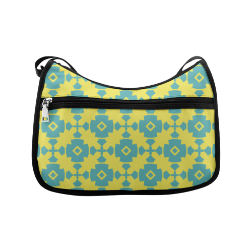 Yellow Teal Geometric Tile Pattern Crossbody Bags (Model 1616)